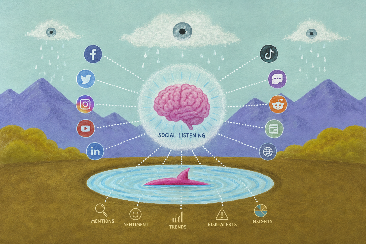 Aveosense social listening — conversations across the internet flowing into intelligence